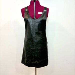 Vintage 90s  Neutral Zone Womens Vegan Leather Jumper Dress Overall sz S